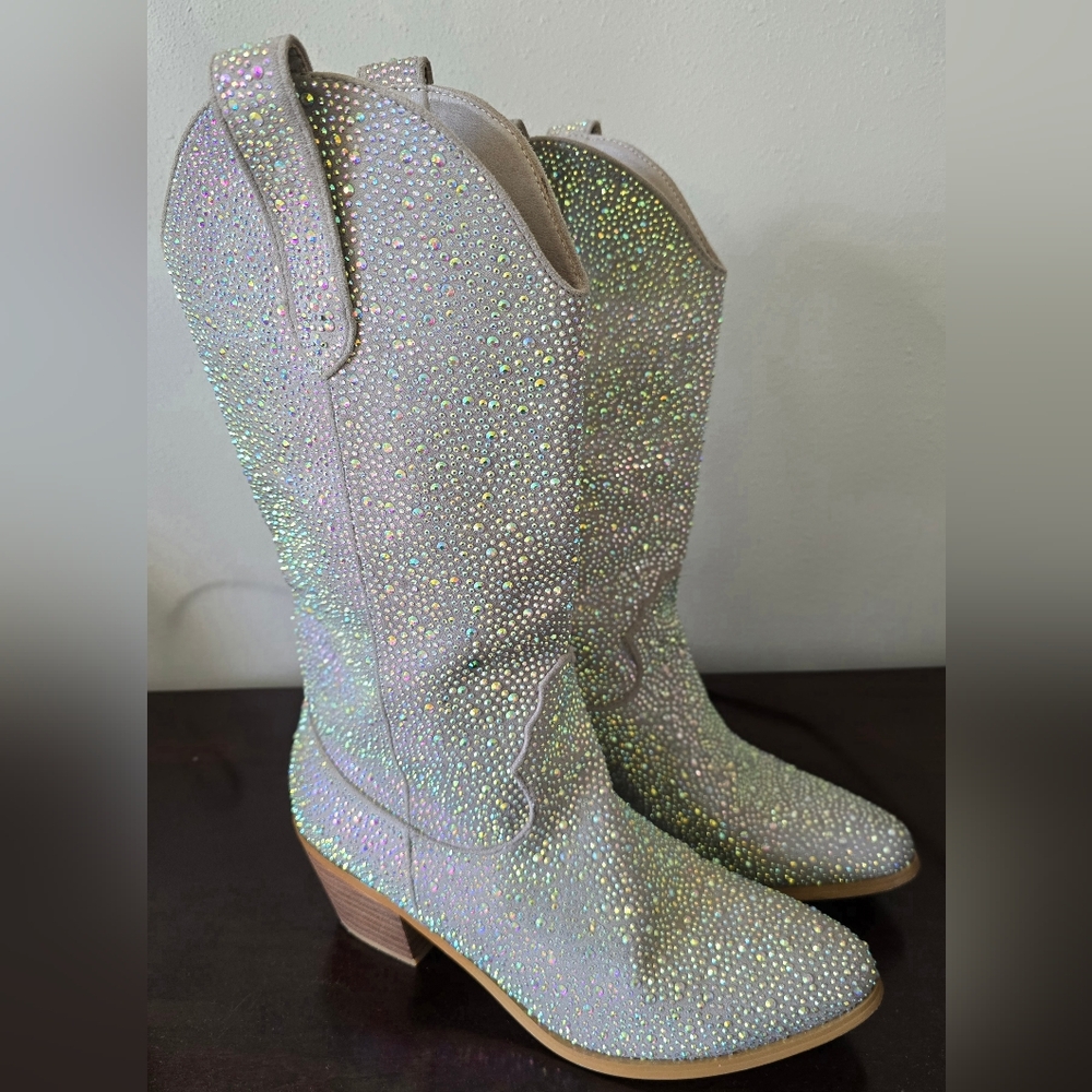 Sparkling Silver Heeled Boots